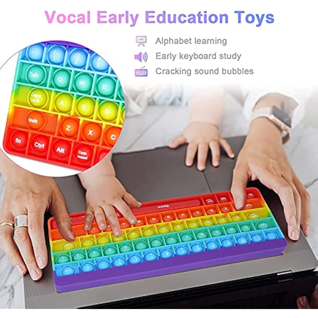 Rainbow Pop Keyboard Fidget Toy - Silicone Sensory Toy