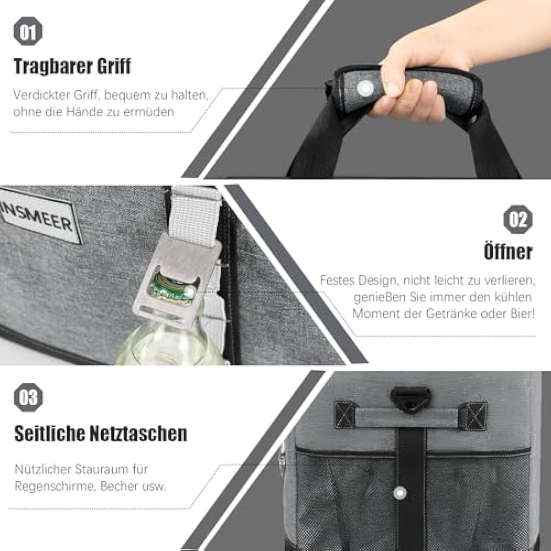 INSMEER 48L Large Insulated Cooler Bag | 65 Cans Waterproof Foldable Bag