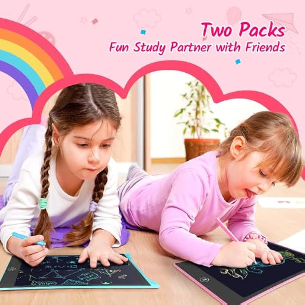 TECJOE 10 Inch LCD Writing Tablet 2 Pack | Colorful Doodle Board for Kids