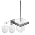 EXLECO Wall Mounted Toilet Brush Set | Matte Glass & Stainless Steel