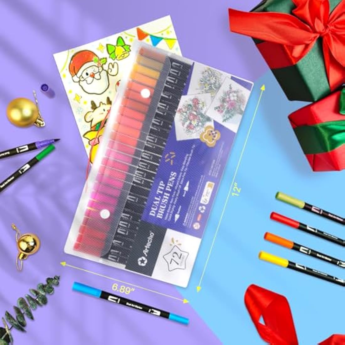 Artecho 72 Dual Tip Brush Pens | Fineliner & Felt Tip Markers for Art