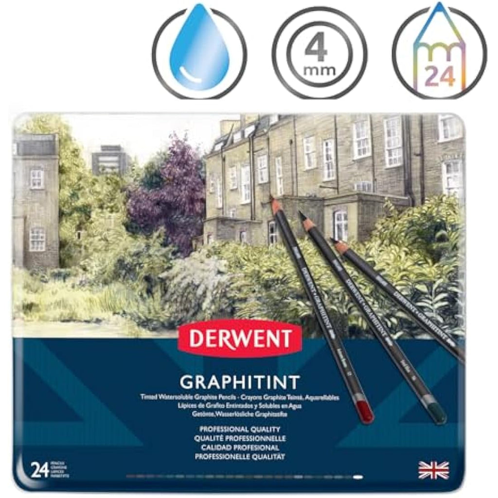 Derwent Graphitint Tinted Graphite Pencils | Water-Soluble Set of 24