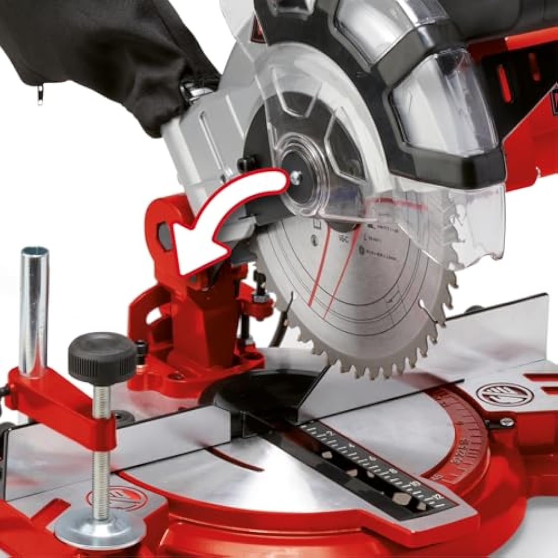 Einhell 1600W Compound Mitre Saw – 5000 RPM Woodworking Saw, Red