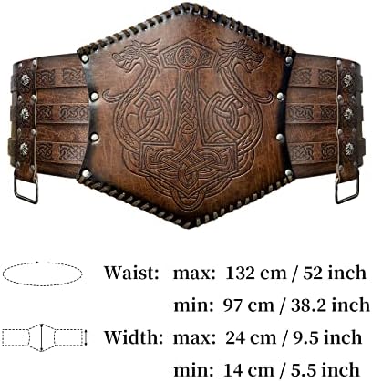 HiiFeuer Viking Waist Armor – Norse Faux Leather Medieval LARP Belt