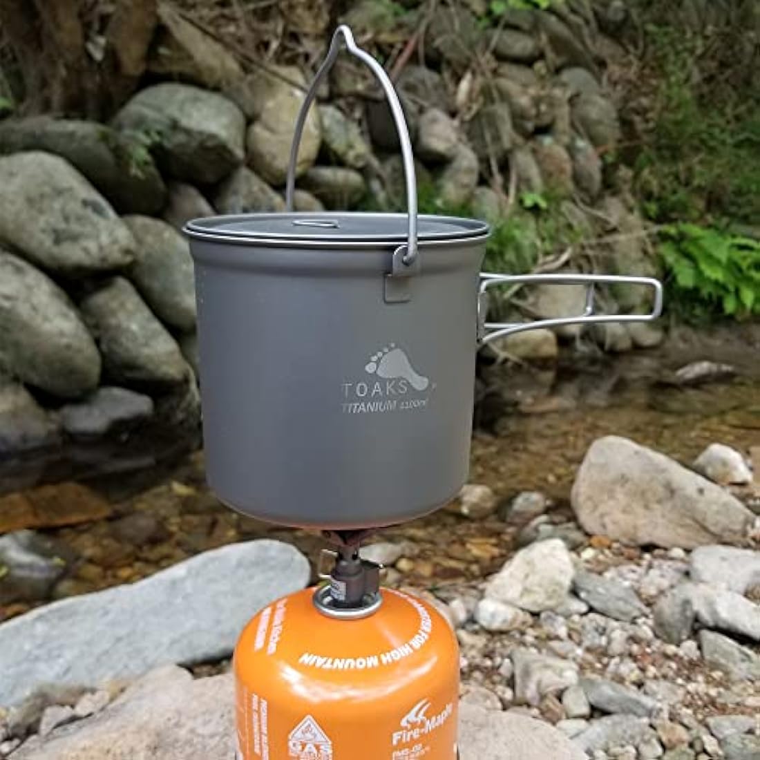 TOAKS Titanium Hanging Pot with Bail Handle | Ultralight Camping Gear