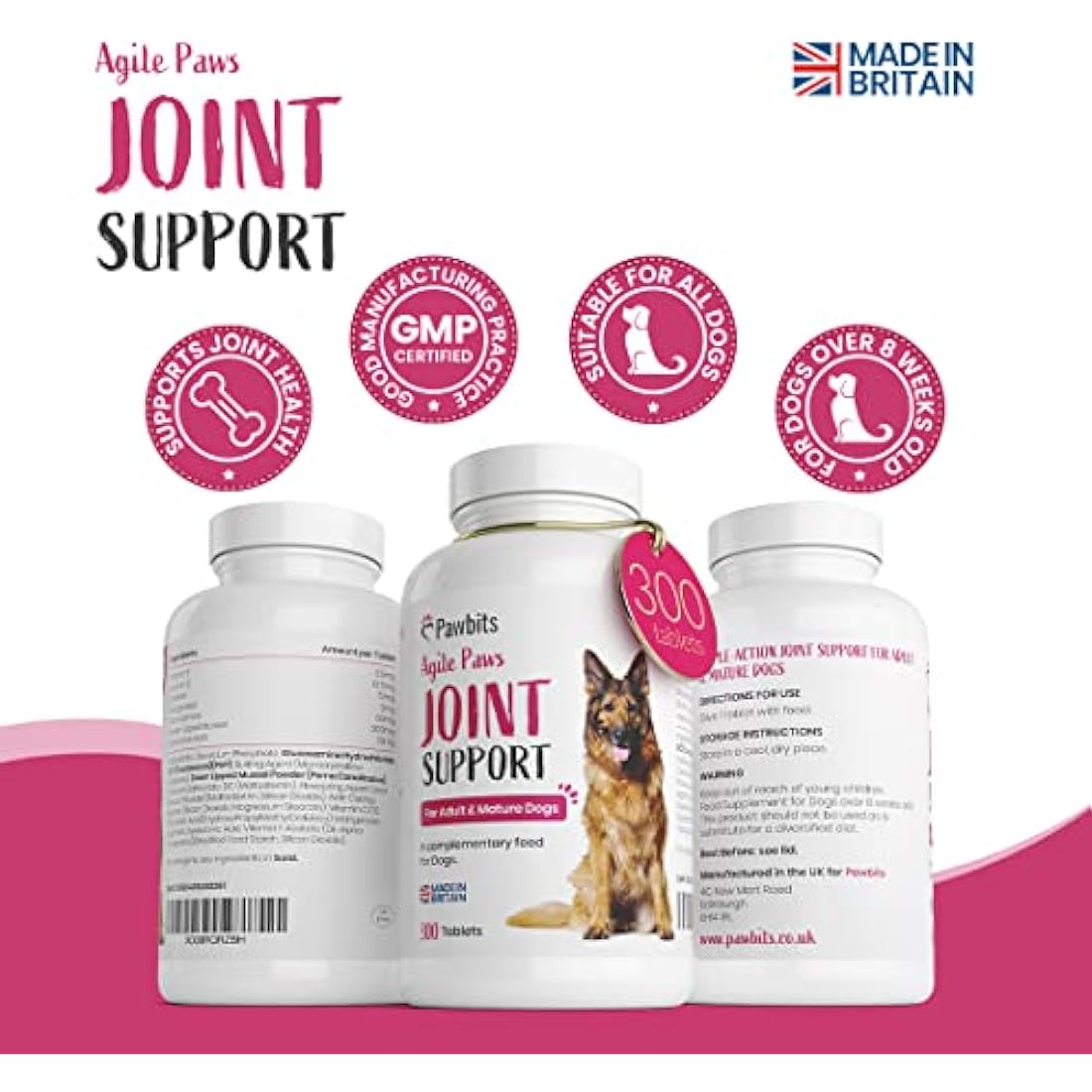 Senior Dog Hip & Joint Supplement - 300 Glucosamine Tablets