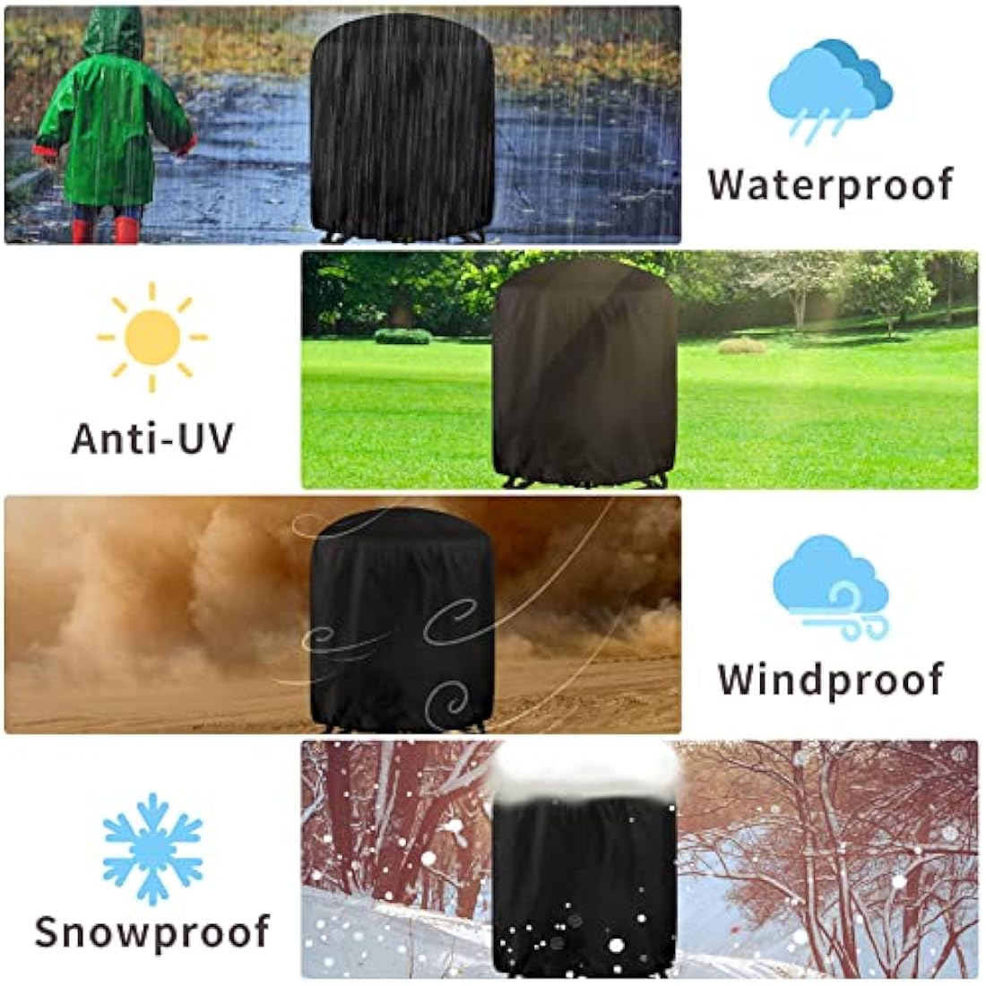 RICHIE Kettle BBQ Cover – 73x71cm Waterproof 420D Oxford Round Grill Cover