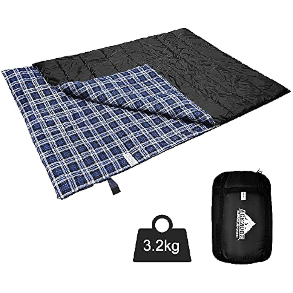 Agemore Double Flannel Sleeping Bag | Waterproof 2 Person Camping Gear