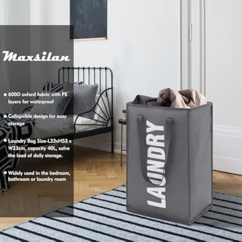 Maxsilan 50L Collapsible Laundry Basket | Foldable Oxford Storage Bin