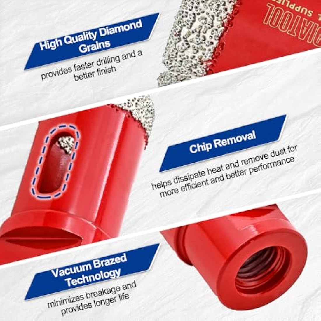SHDIATOOL Vacuum Brazed Diamond Core Drill Bit Set | M14 for Tile & Stone