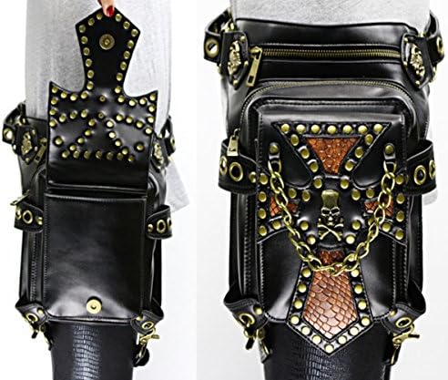 FiveloveTwo Steampunk PU Leather Tactical Drop Leg Bag & Waist Pack