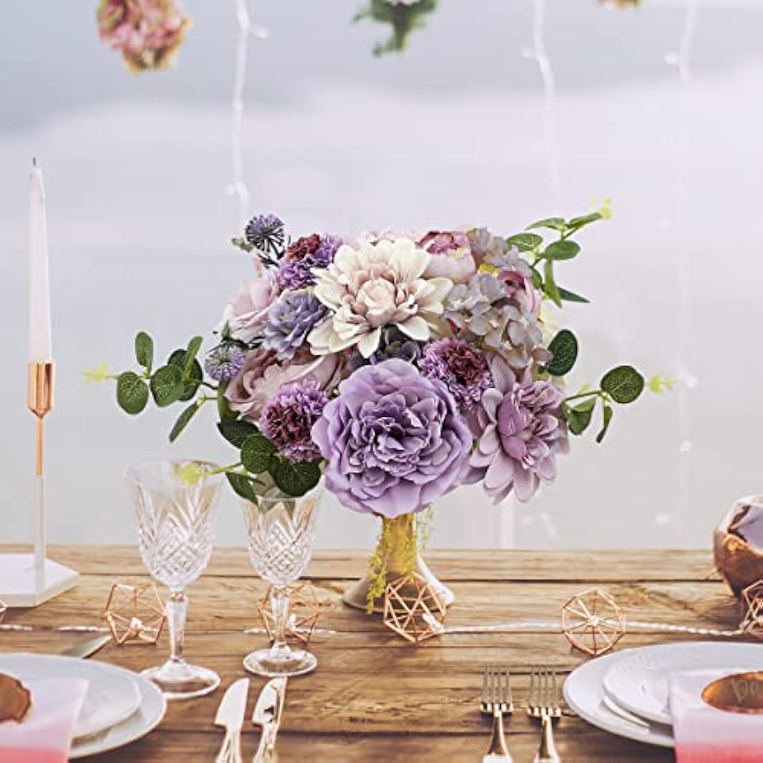 Purple Silk Artificial Flowers | DIY Wedding Bouquet Set