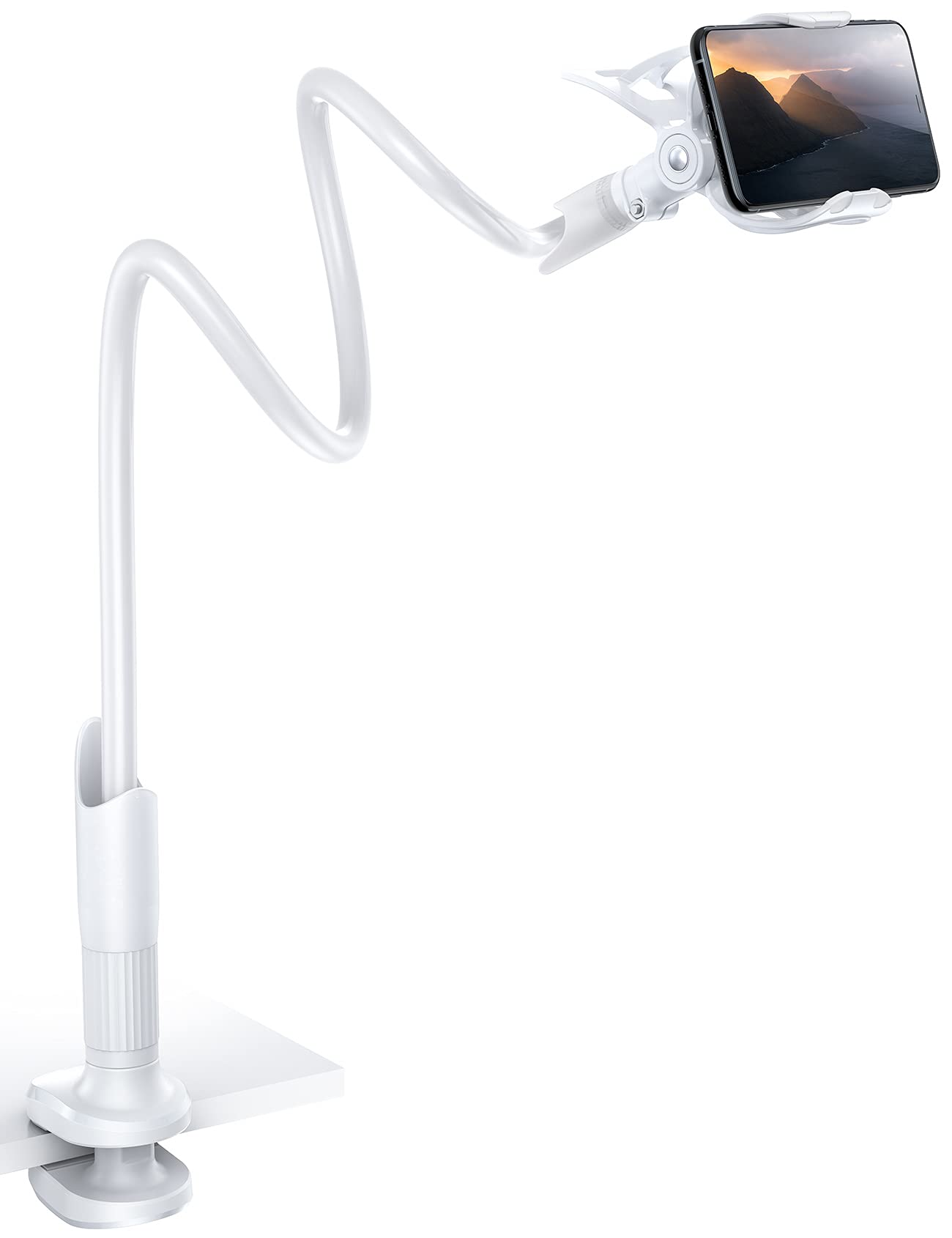 Lamicall Gooseneck Phone Holder – Flexible 360 Lazy Arm Bed Mount, White