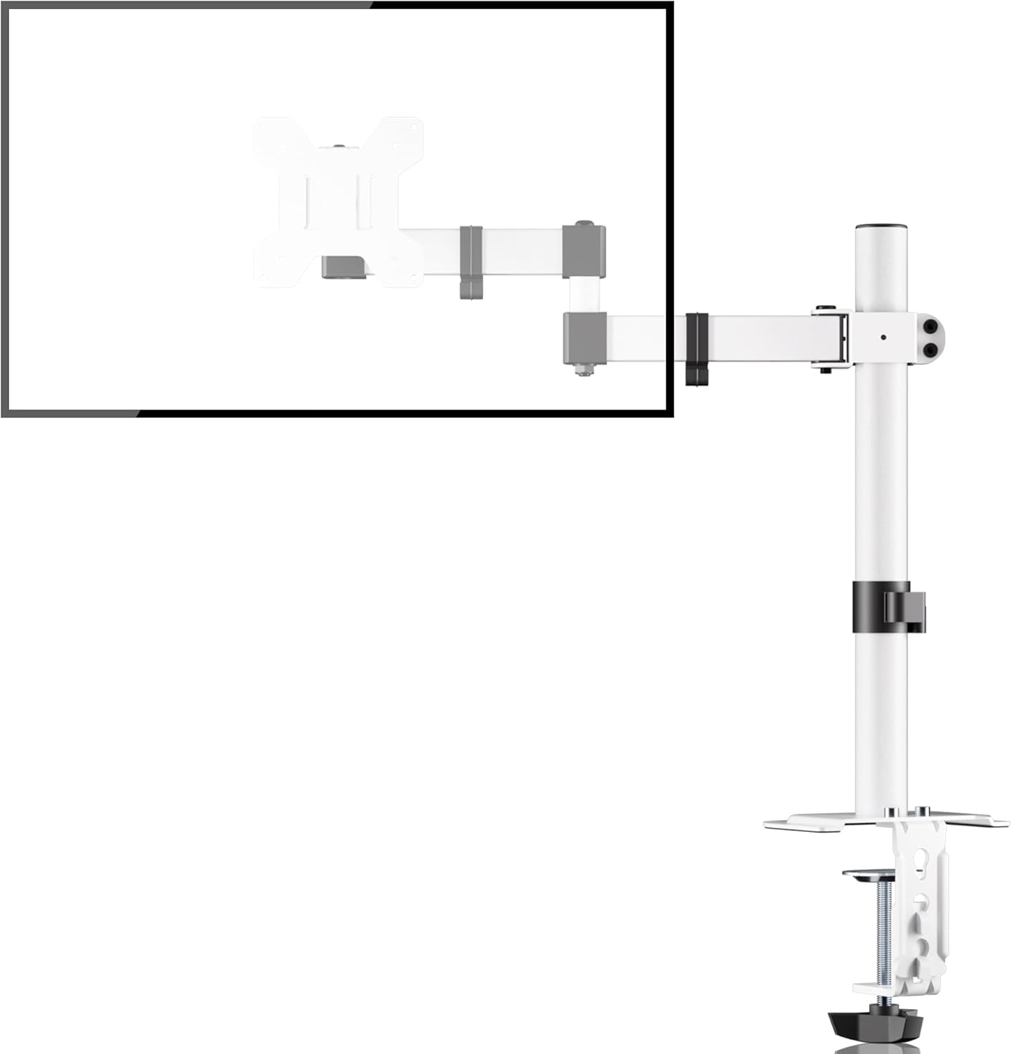Bracwiser Single Monitor Arm Desk Mount for 13-32 inch Screens | White