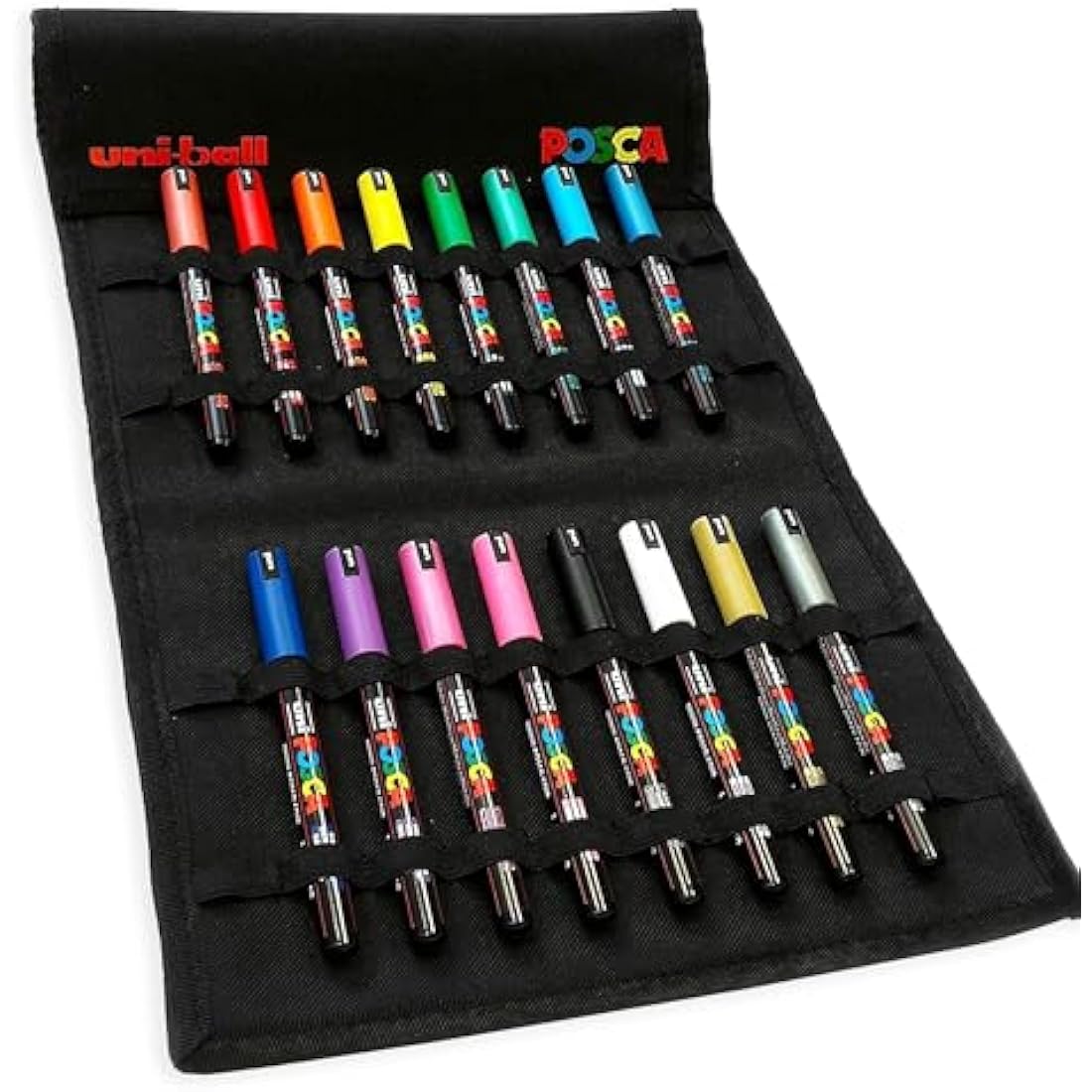 Posca PC-1MR Paint Markers | 0.7mm Extra Fine Set of 16 in Canvas Wrap