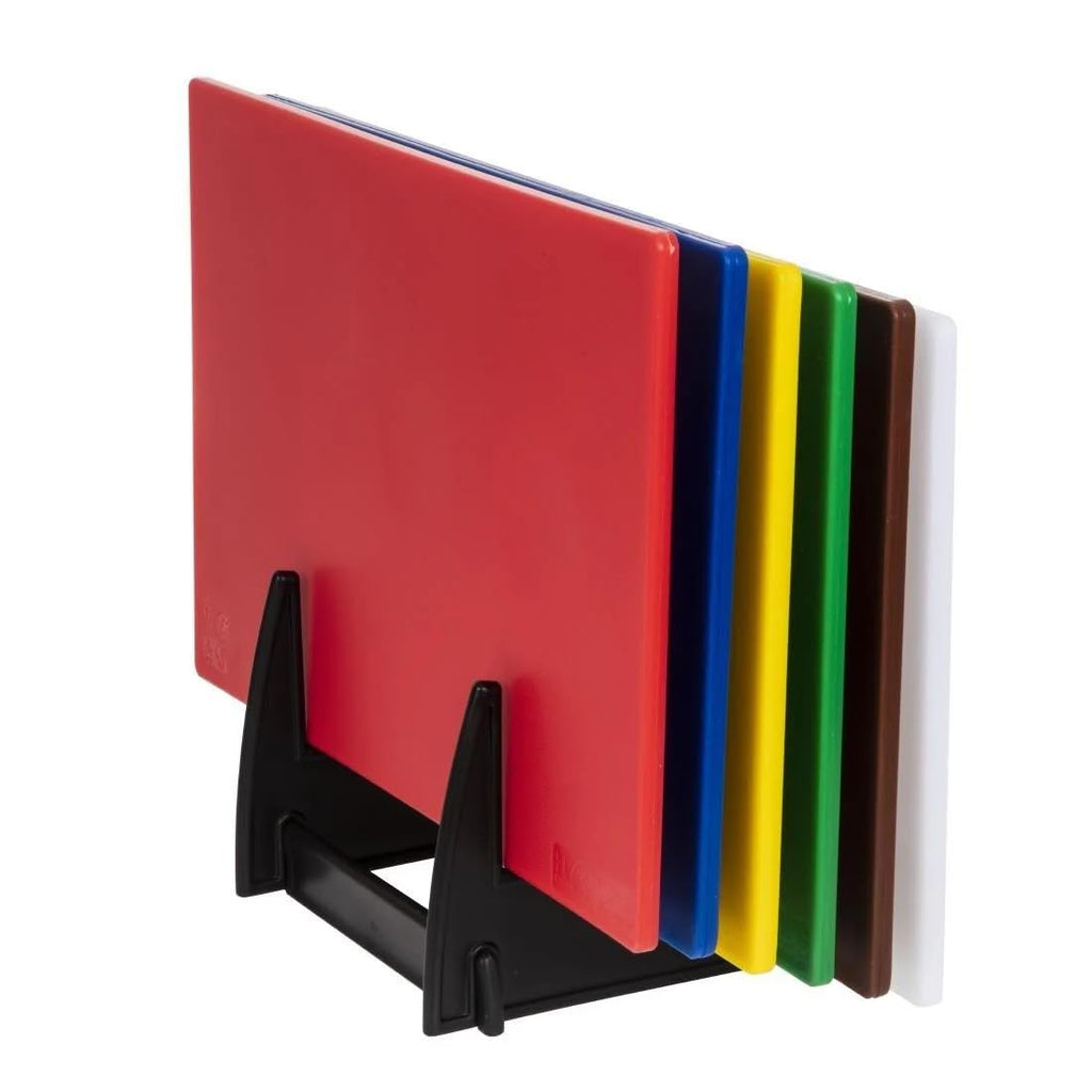 Hygiplas Colour Coded Chopping Board Set with Rack - 6 Piece Kit