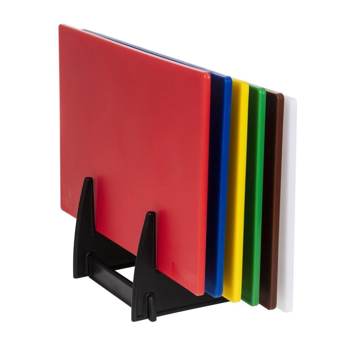 Hygiplas Colour Coded Chopping Board Set with Rack - 6 Piece Kit
