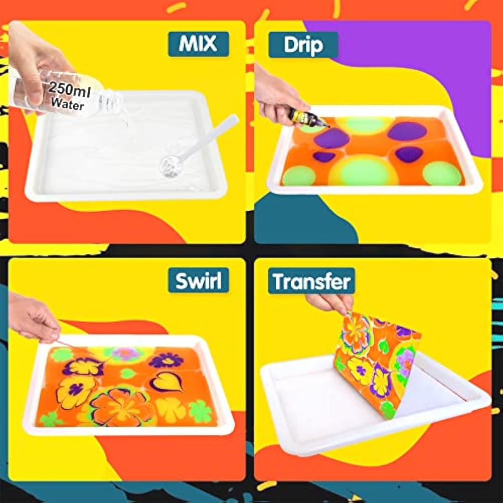 Water Marbling Paint Kit – 6 Color Arts and Crafts for Kids