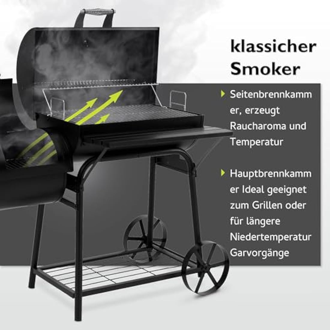 Tepro Biloxi Offset BBQ Pit Barrel Smoker – Charcoal Outdoor Grill
