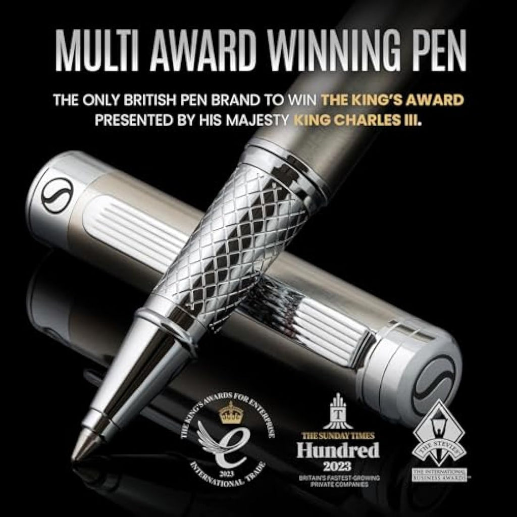 Scriveiner Stainless Steel Rollerball Pen – Luxury Silver Chrome Finish