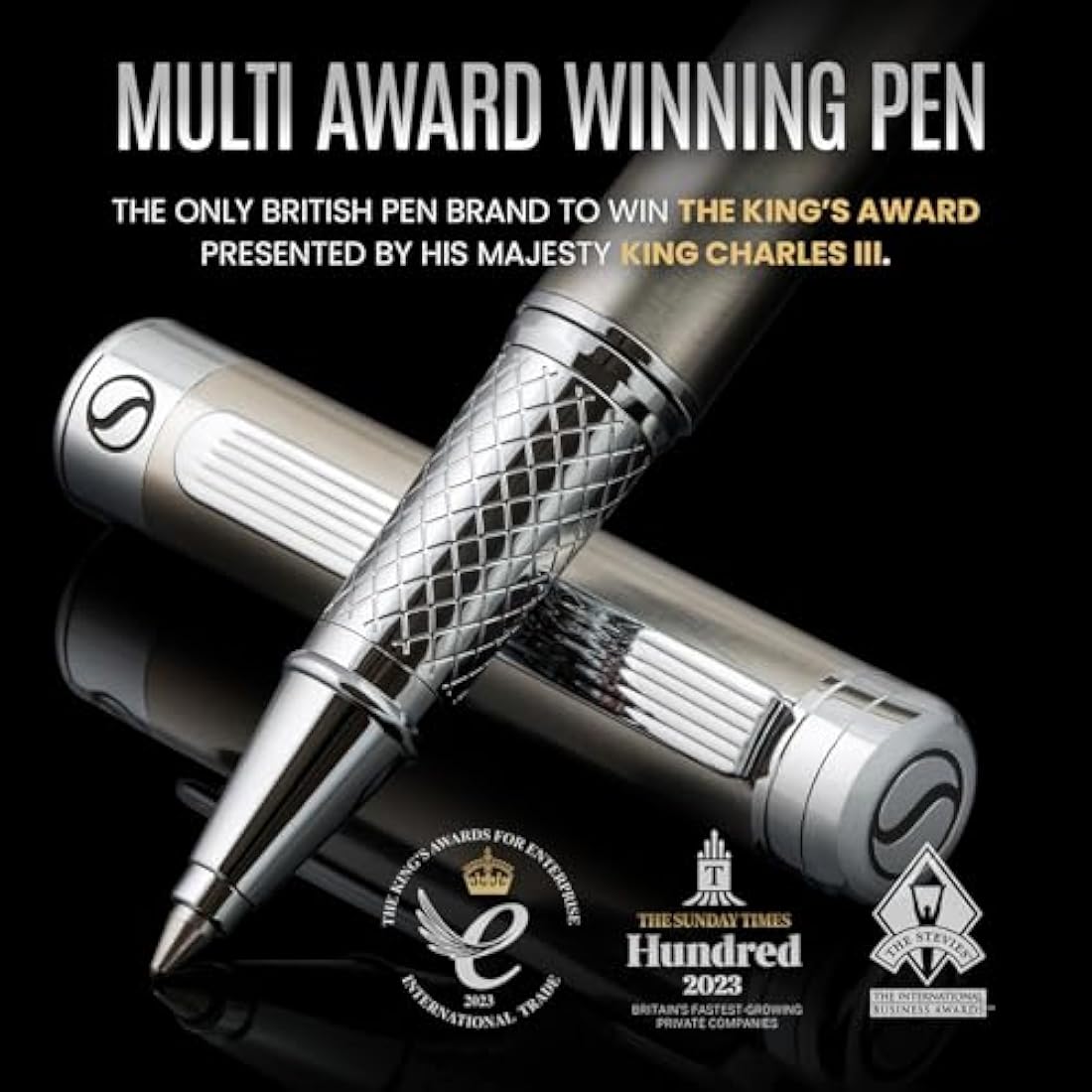 Scriveiner Stainless Steel Rollerball Pen – Luxury Silver Chrome Finish