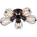 LULING Vintage Industrial Wire Cage Ceiling Light – 5-Light Rust Metal