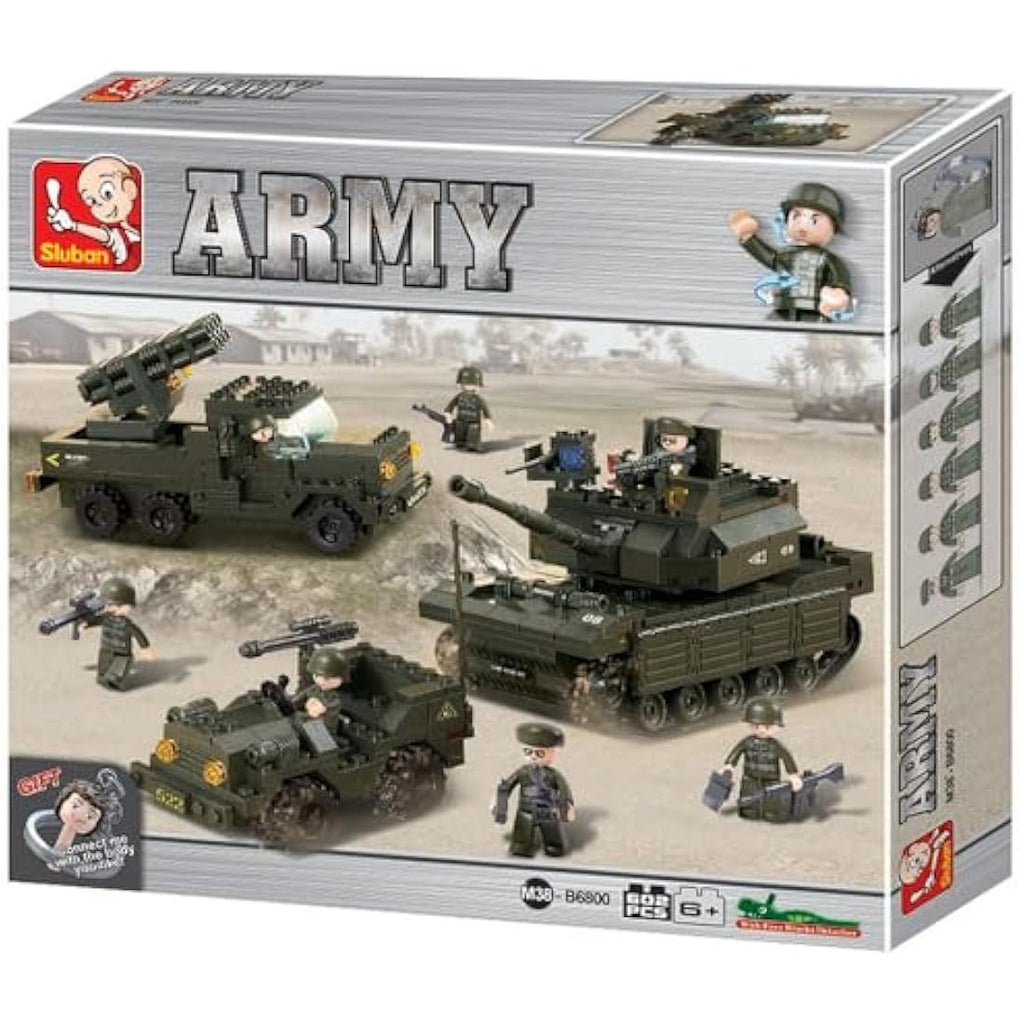 Sluban Army Field Battle Building Blocks Set with 7 Mini-Figures
