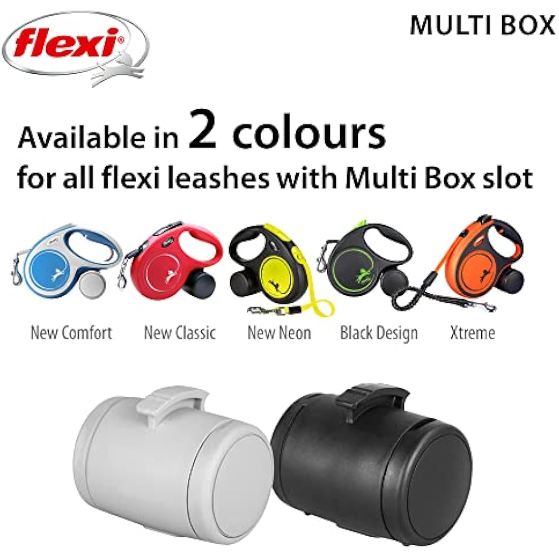 flexi Multi Box Leash Attachment for Treats or Poop Bags, Black