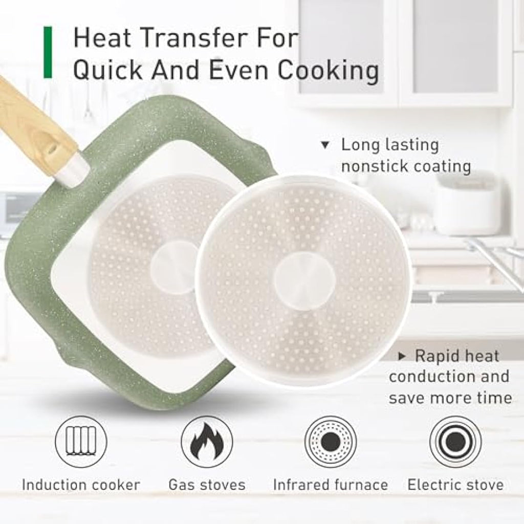Kitchen Academy 17-Piece Granite Non-Stick Induction Cookware Set – Green