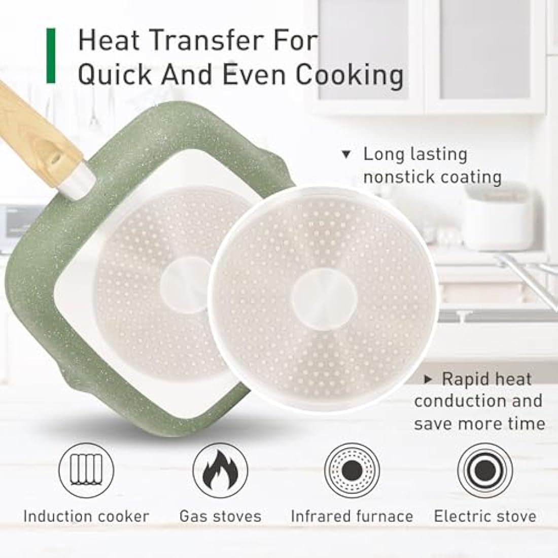 Kitchen Academy 17-Piece Granite Non-Stick Induction Cookware Set – Green