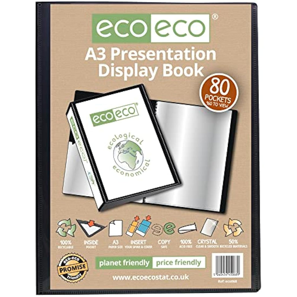 Jolof Store A3 Recycled Presentation Display Book - 80 Pockets Art Folder