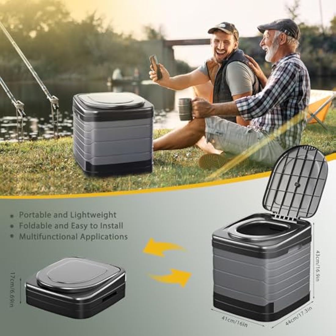 Congumi XXL Portable Camping Toilet – 16.9" Tall Folding Travel Toilet