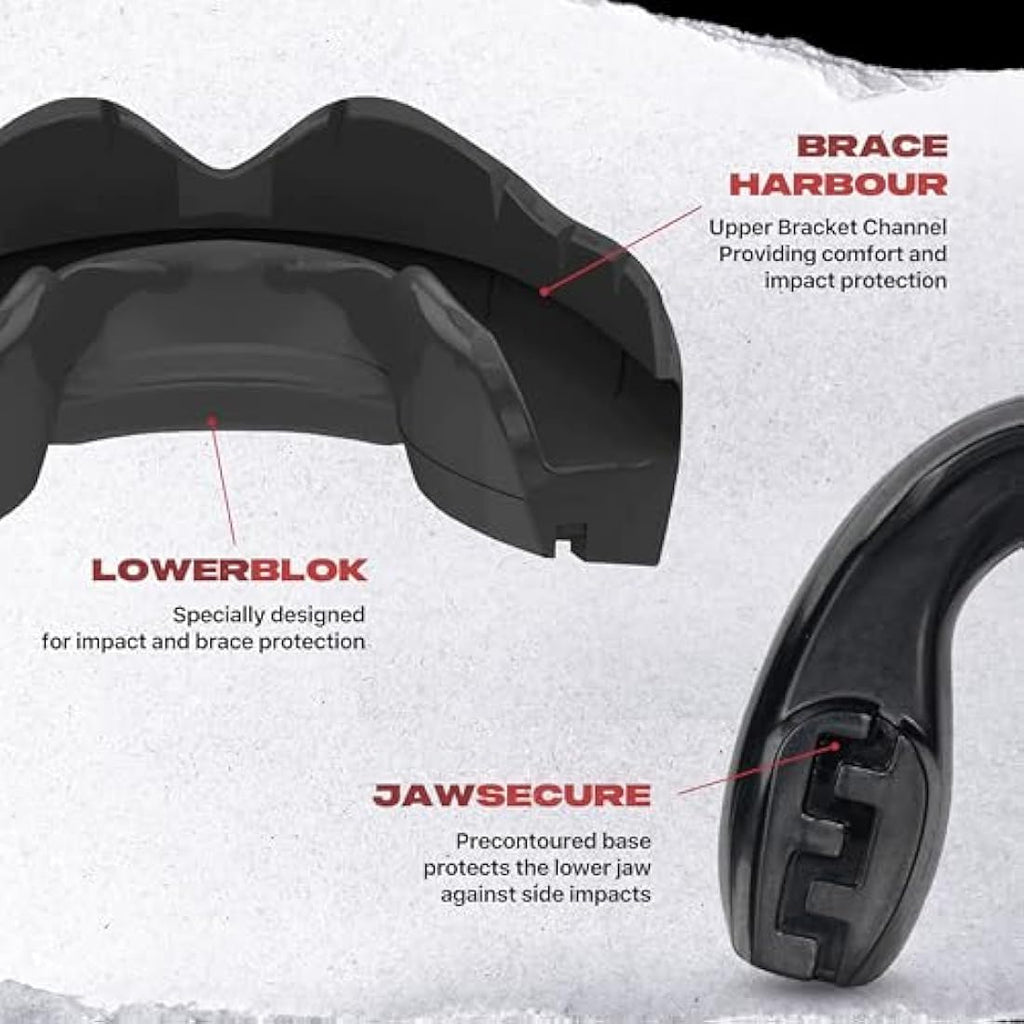 SafeJawz Orthodontic Mouthguard for Braces – Remouldable Gum Shield, Black