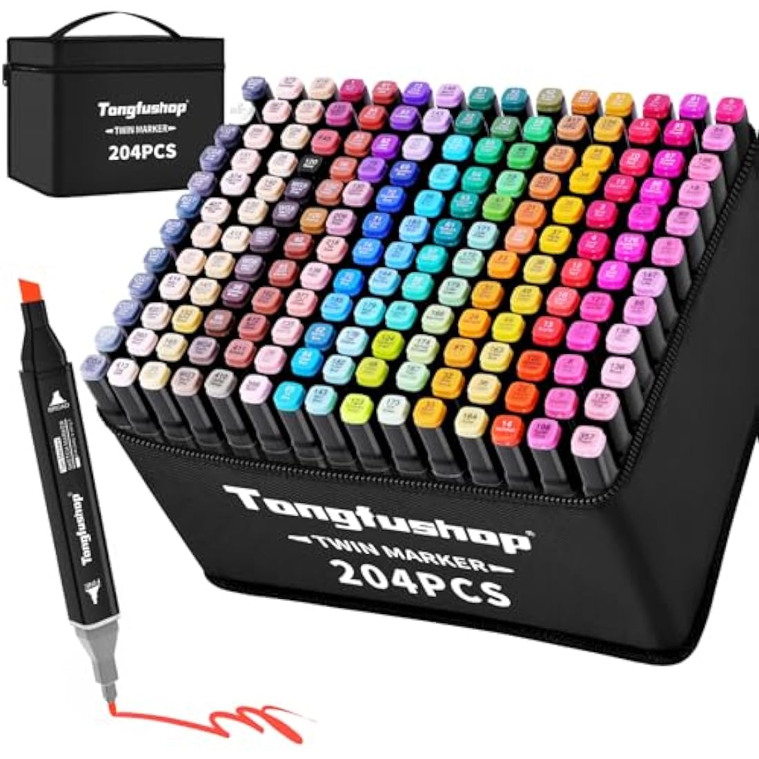 Tongfushop 204 Color Dual Tip Alcohol Markers – Permanent Art Drawing Pens