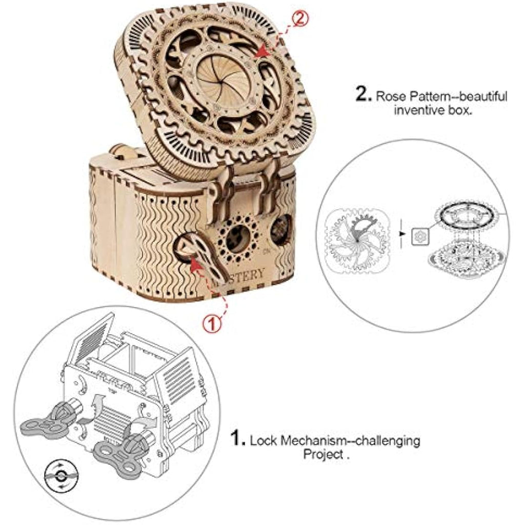 ROKR 3D Wooden Puzzle Treasure Box – Mechanical Jewelry Box Model Kit