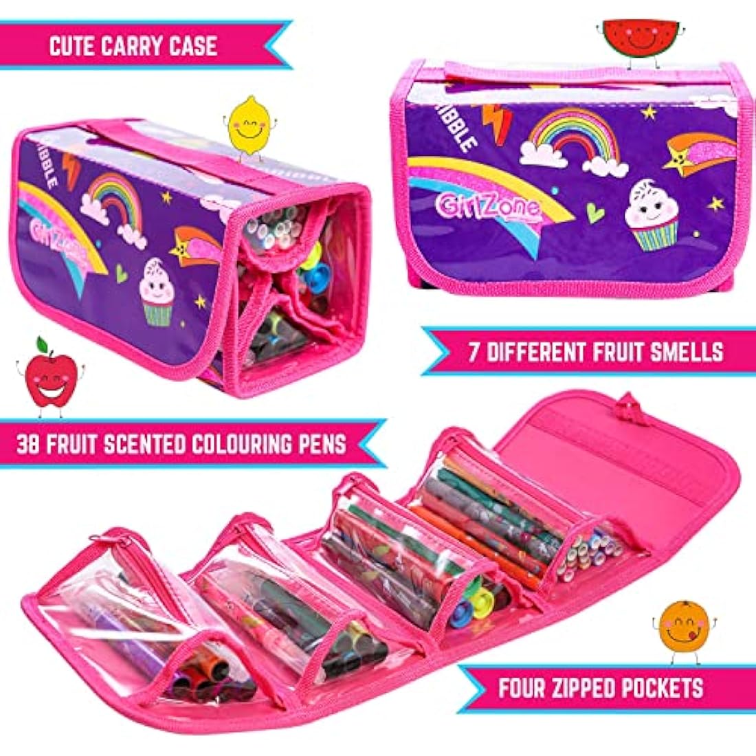 Fruit Scented Markers and Pencil Case Arts and Crafts Kit