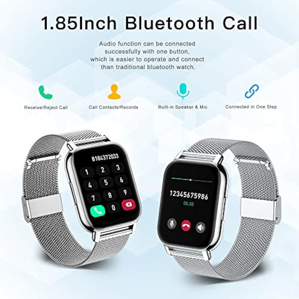 Popglory Smart Watch - 1.85" Fitness Tracker with Bluetooth Calling