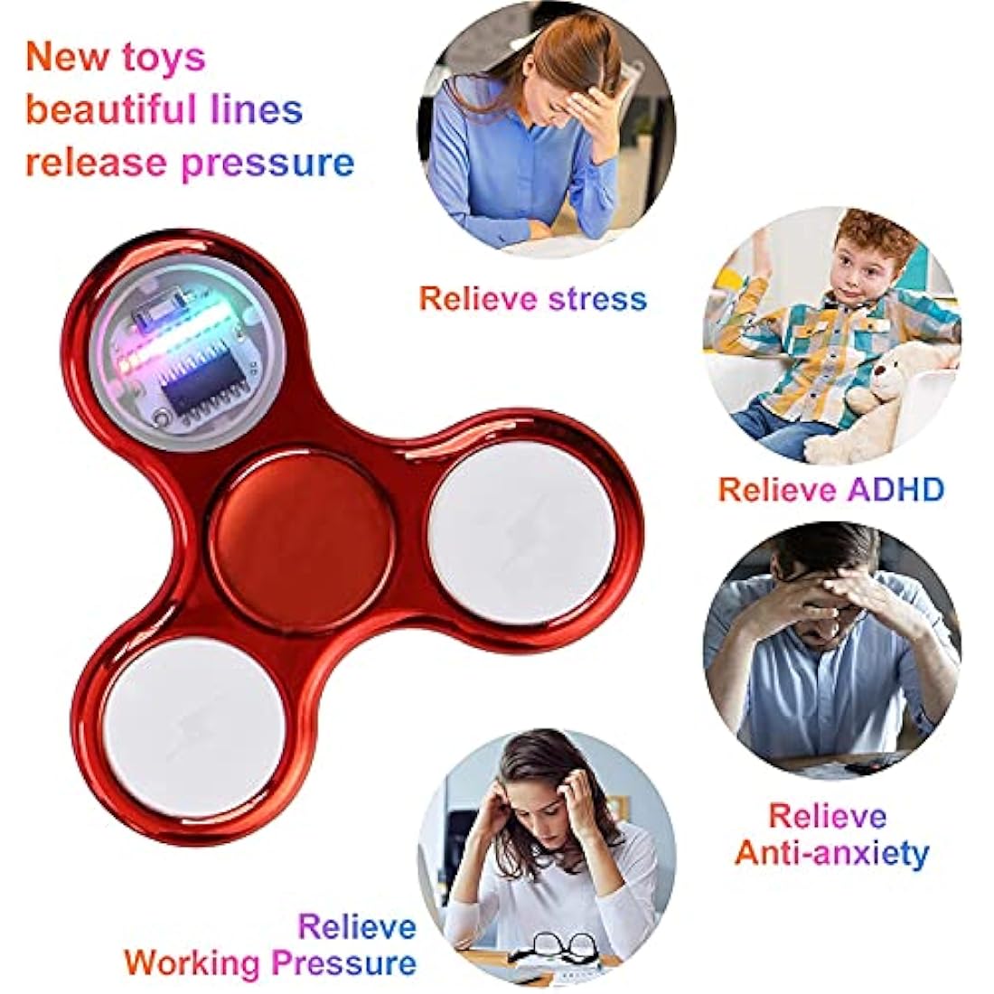 Dilabnda LED Fidget Spinner 6-Pack – Glow in The Dark Sensory Toys