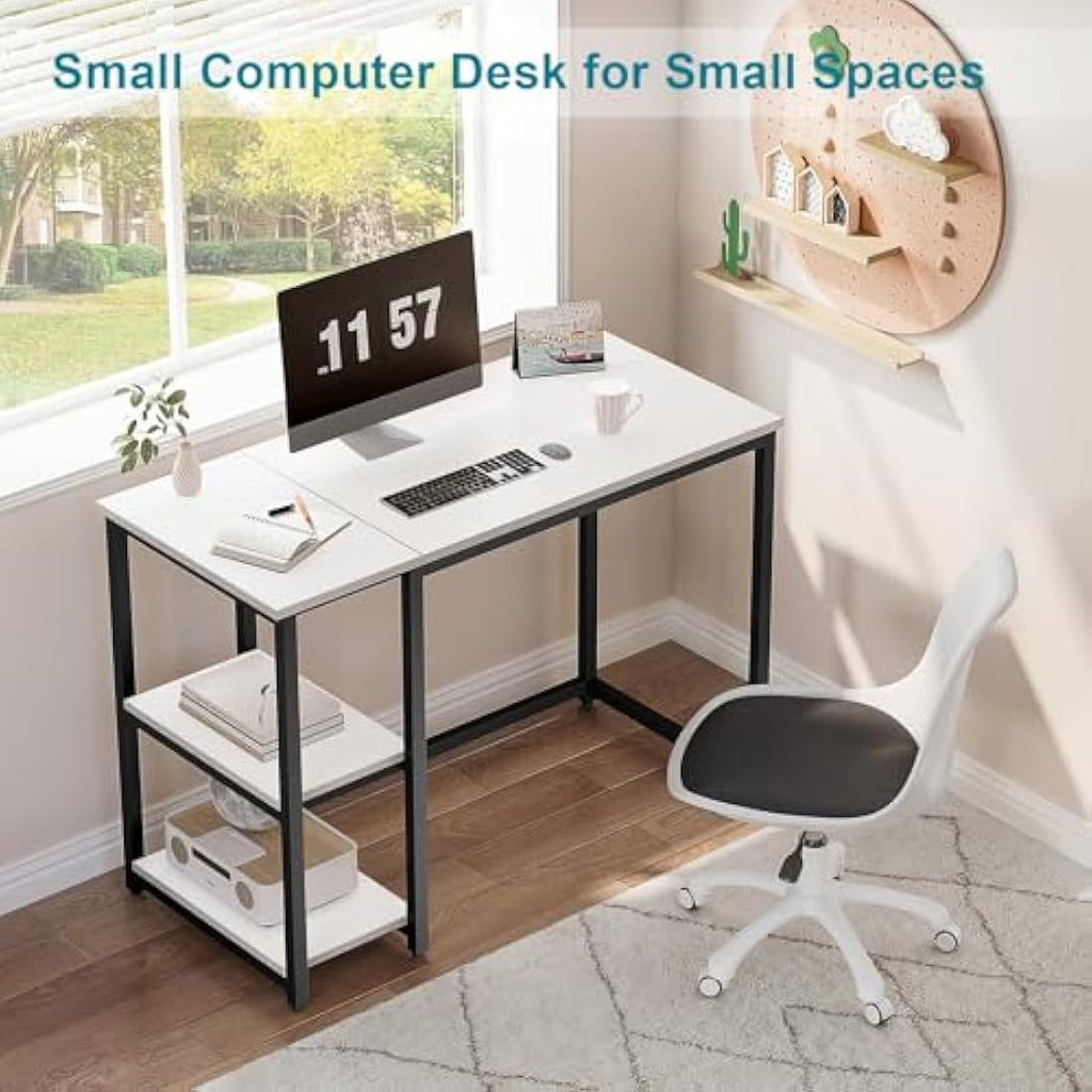 WOHOMO 100cm Computer Desk | Small Home Office Writing Table - White