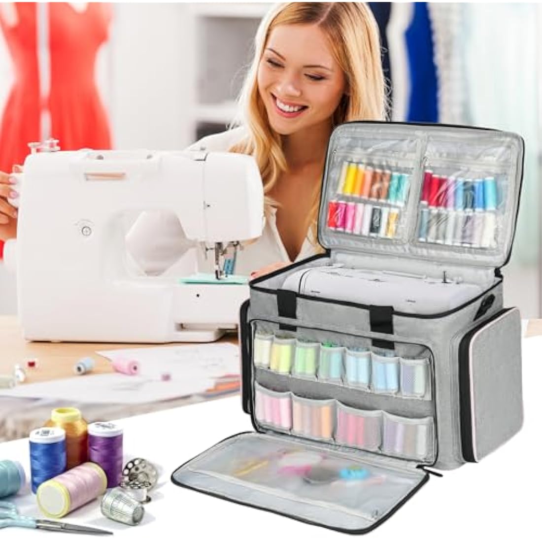 Sewing Machine Carrying Case | Universal Travel Tote - Grey