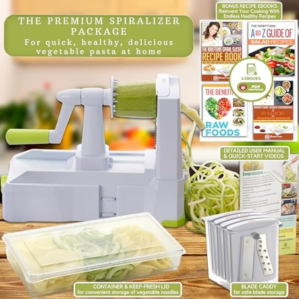 Brieftons 7-Blade Vegetable Spiralizer – Stainless Steel Zoodle Maker