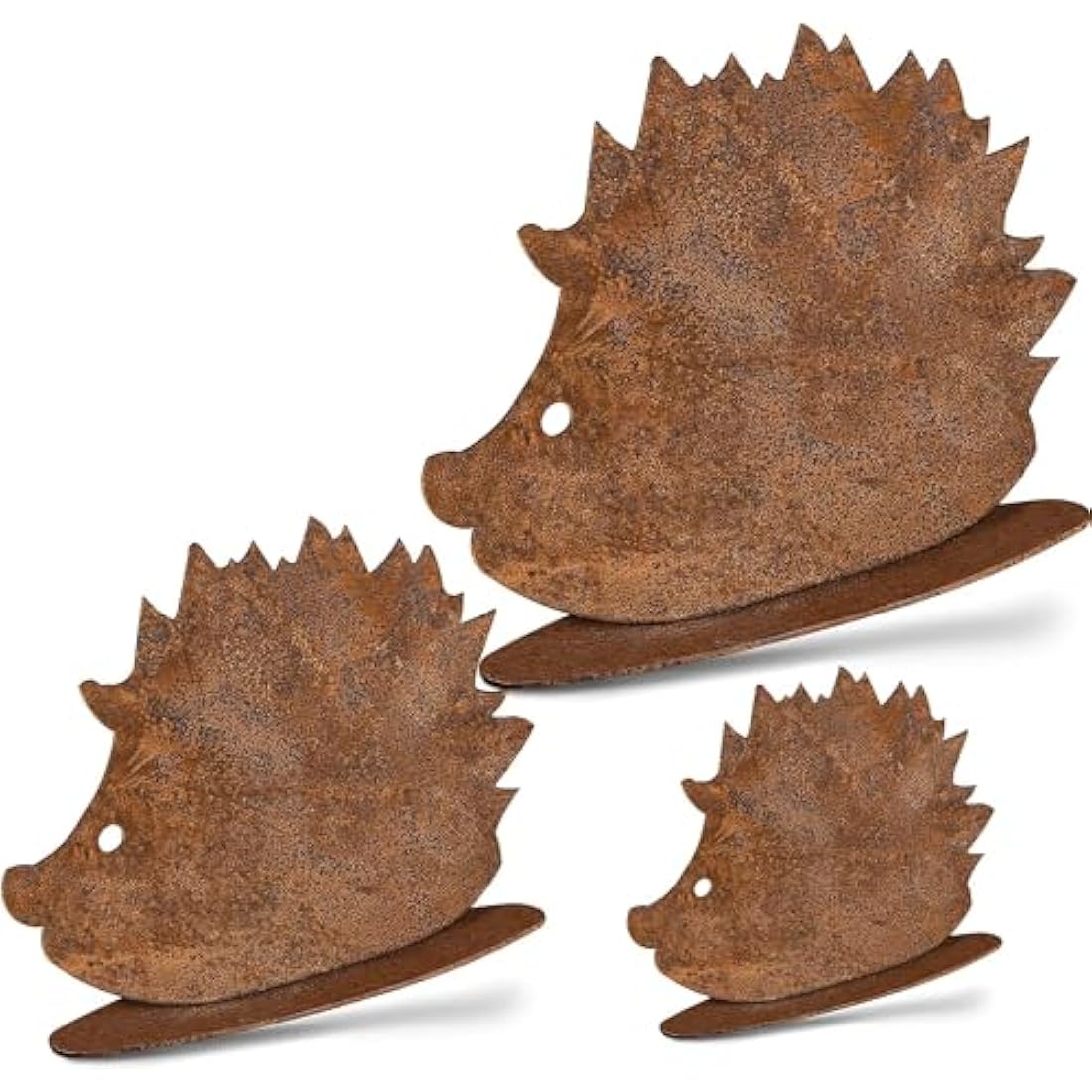 Metal Hedgehog Family Set of 3 – Rustic Patina Garden Decor