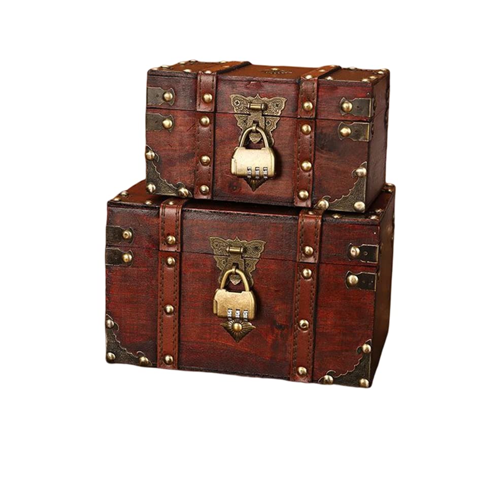 MVSR Vintage Wooden Treasure Chest – Antique Style Jewelry Storage Box