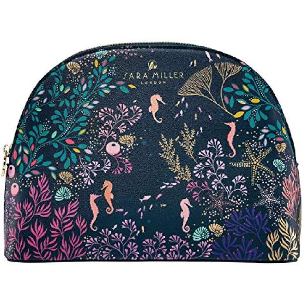 Sara Miller London Vegan Leather Cosmetic Bag | Teal Seascape Wash Bag