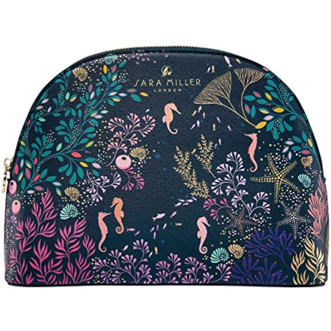 Sara Miller London Vegan Leather Cosmetic Bag | Teal Seascape Wash Bag