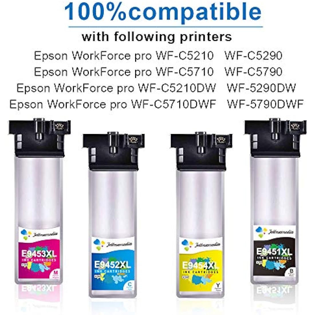Jettruemedia T9451-T9454 Ink Cartridges for Epson WorkForce Pro (4-Pack)