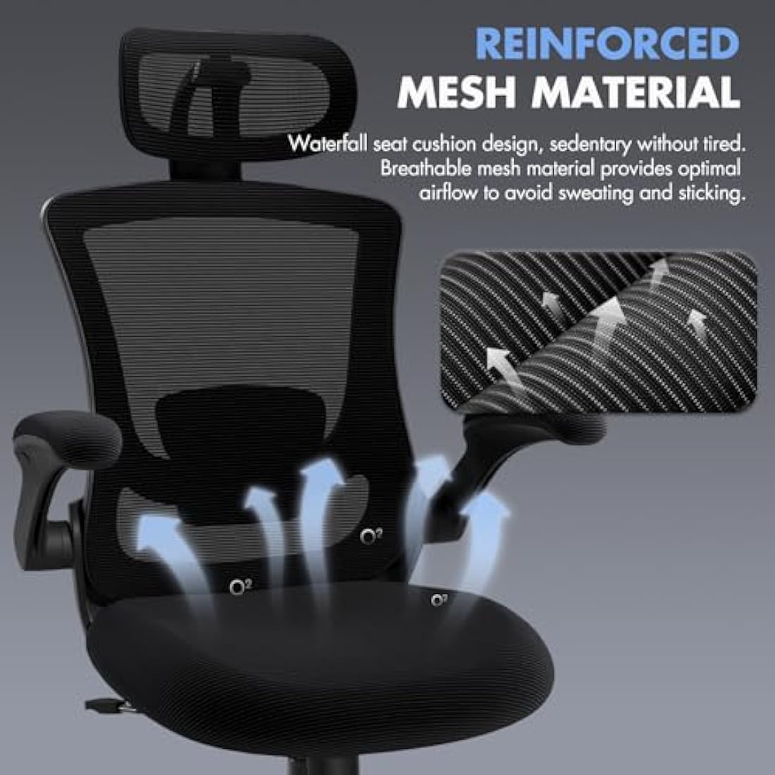 COLAMY Ergonomic Mesh Office Chair with Lumbar Support & Headrest – Black