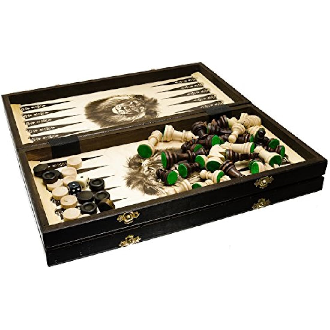 Jolof Store 3-in-1 Wooden Chess, Backgammon & Checkers Set - 40cm XL
