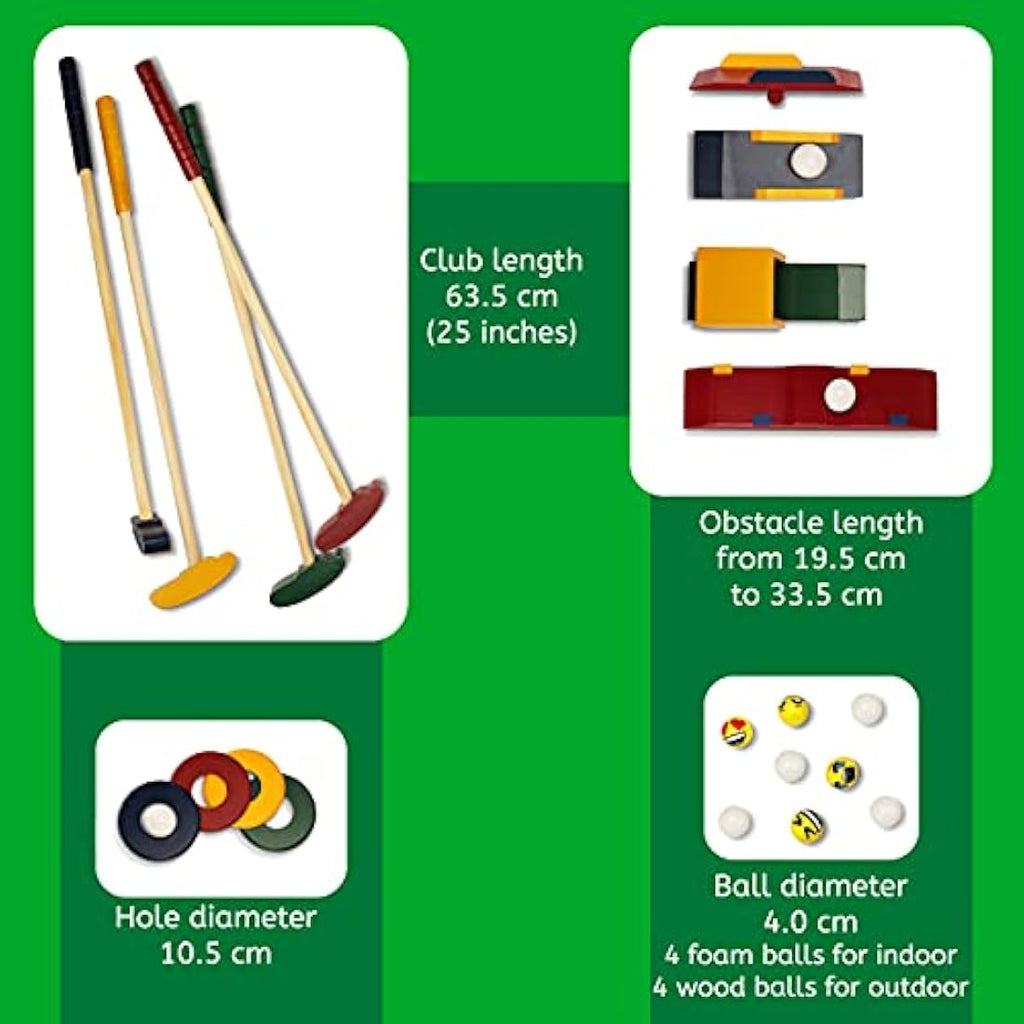 Wooden Kids Golf Set – Indoor and Outdoor Mini Golf Game