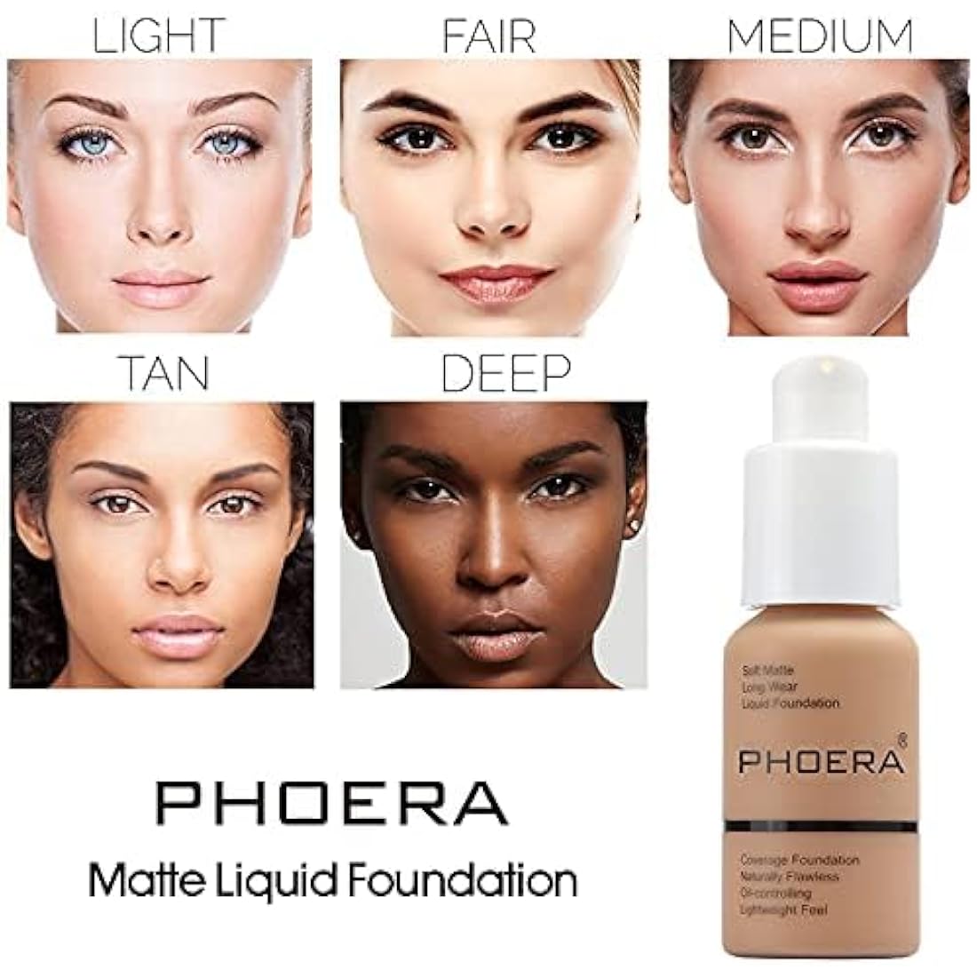 ABRUS Phoera Full Coverage Liquid Foundation – Soft Matte 24HR Waterproof